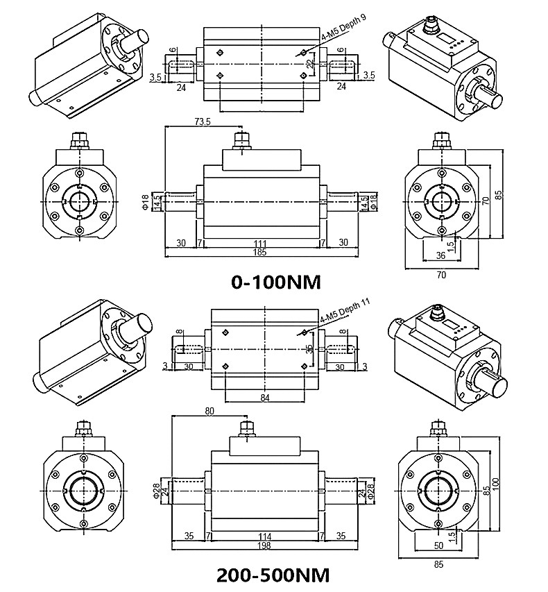 Dynamic torque transducer size