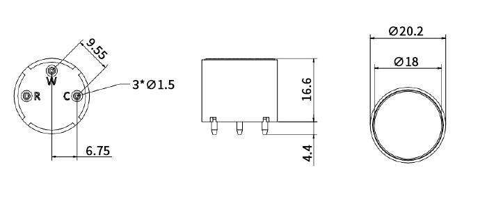 Electrochemical carbon monoxide sensor 0-1000ppm dimension