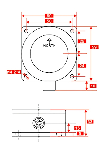 Electronic compass sensor with magnetic size
