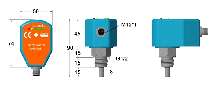 Electronic flow switch dimension