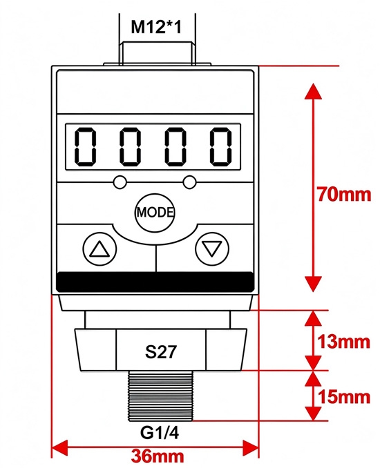 Electronic pressure switch dimensions