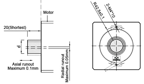 Elevator encoder mounting shaft size