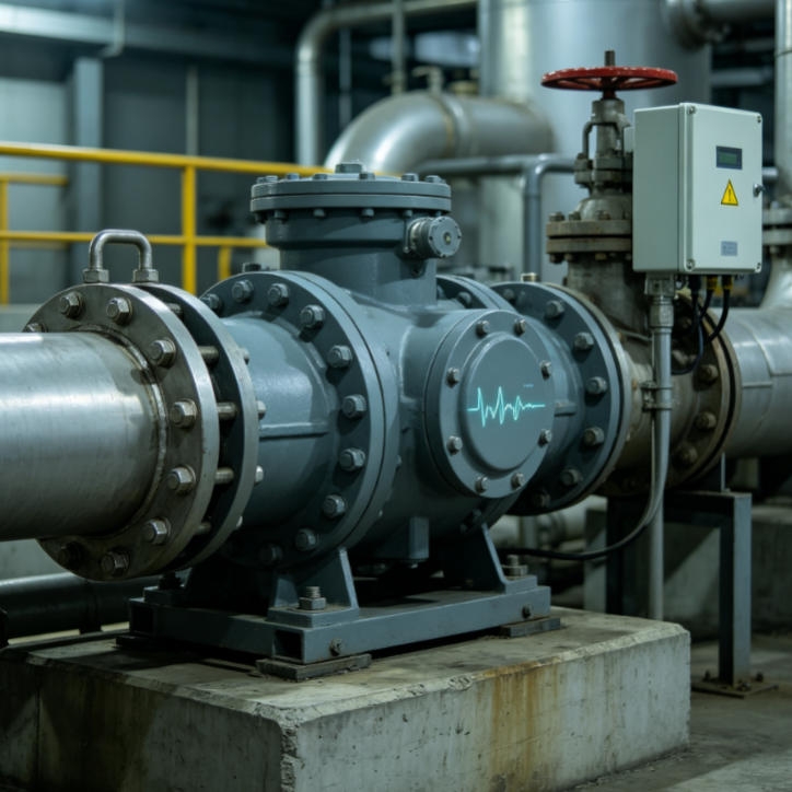 Explosion-proof vibration sensor on oil and gas transfer pump for safe vibration online monitoring in hazardous environment