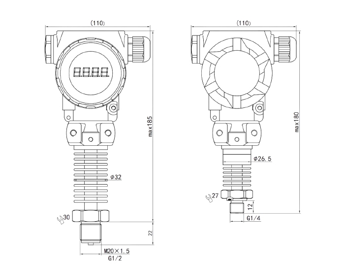 Explosion proof pressure sensor dimension