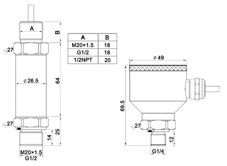 Explosion proof pressure transmitter dimension