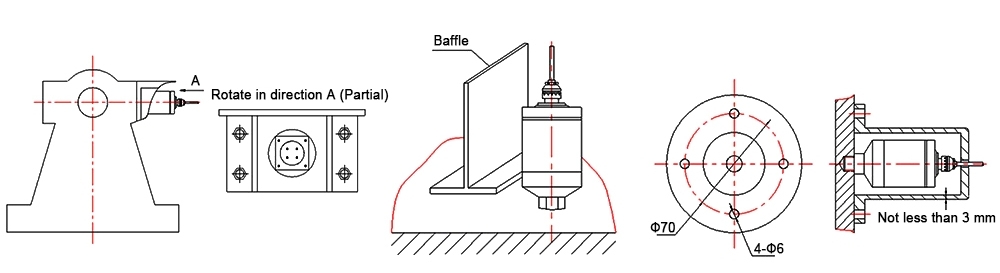 Terminal block wiring diagram for explosion-proof vibration transmitter showing Signal+ and Signal- connections.