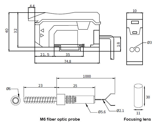 Fiber optic color sensor dimension