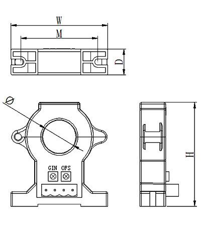 Hall effect current sensor acdc 50a to 1500a size