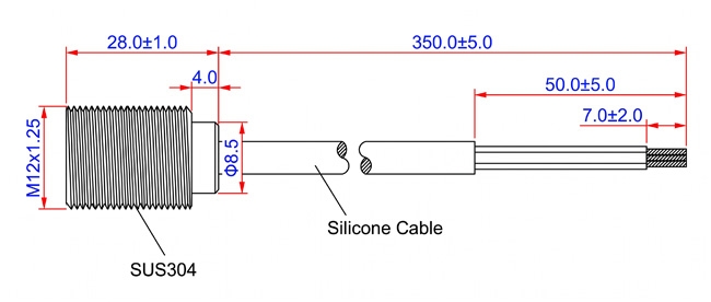 Dimension drawing of the hall effect gear tooth speed sensor housing