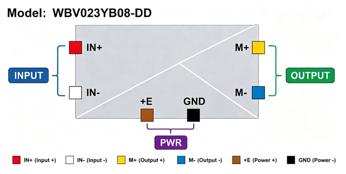 SUCH-WBV023YB08-DD hall effect voltage transducer wiring diagram DC 50mA output