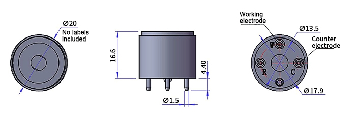 HF gas sensor dimension