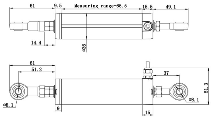 High precision displacement sensor dimension