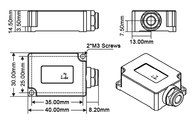 High precision gyroscope sensor dimension