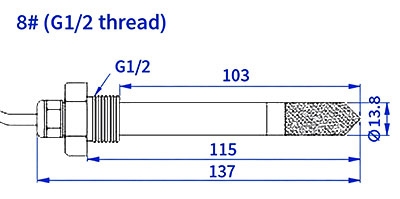 high temperature dew point sensor probe 8 dimension