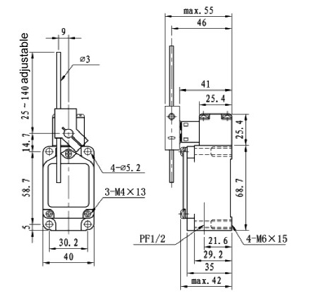 High temperature limit switch dimension