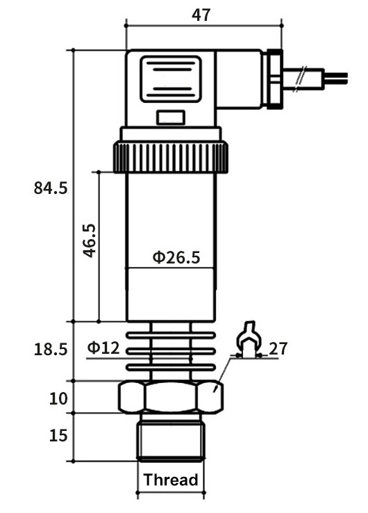 High temperature pressure transmitter dimension