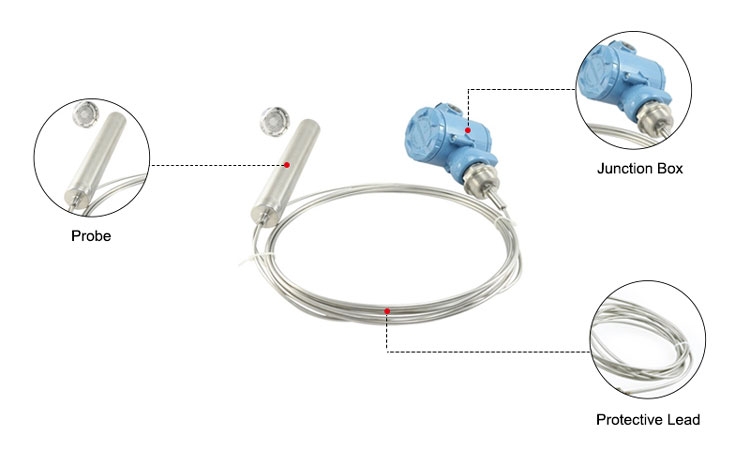 High temperature submersible level sensor detail