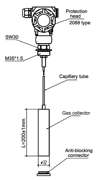 High temperature submersible level sensor dimension