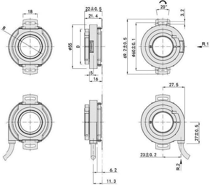 Hollow shaft absolute encoder size