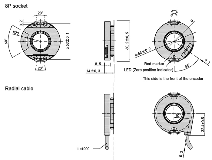 Hollow shaft incremental encoder size