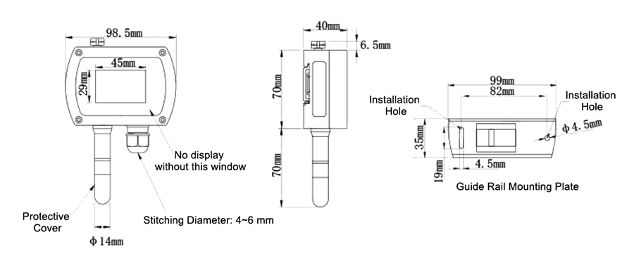 Humidity sensor with display size