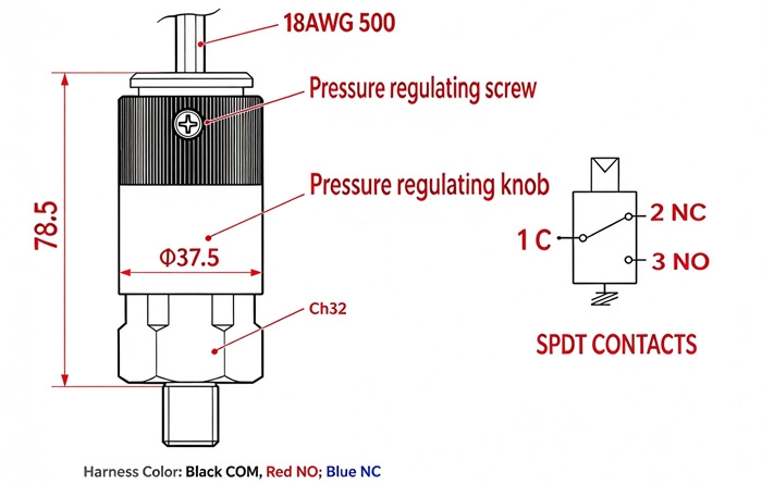 Hydraulic pressure switch dimensions
