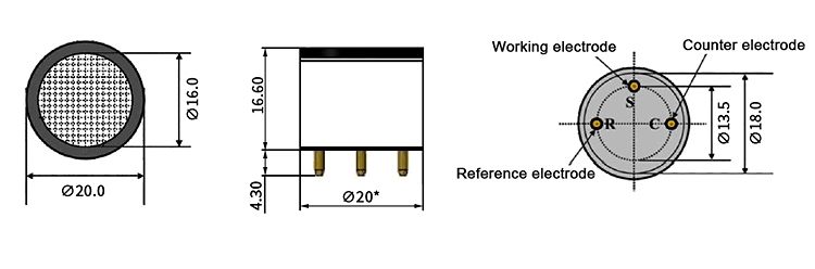 Hydrogen peroxide sensor dimension