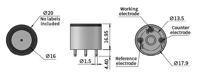 Hydrogen sulfide sensor dimension