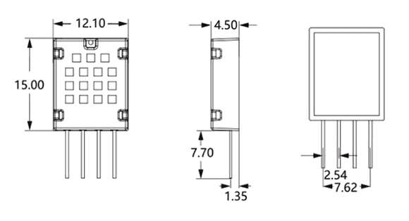 i2c temperature humidity sensor size