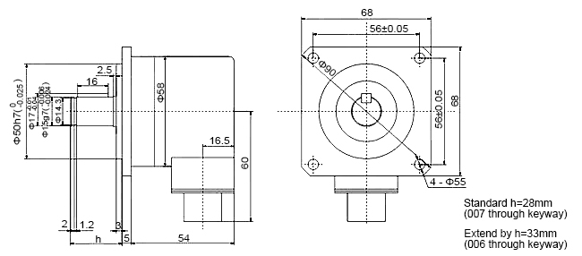 Incremental optical rotary encoder dimension