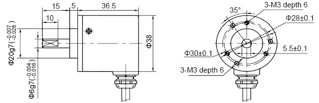 Incremental rotary shaft encoder dimension