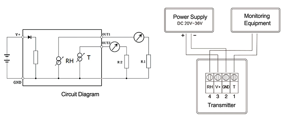 Indoor temperature and humidity sensor 4-20ma wiring