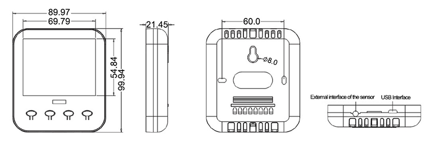Indoor temperature and humidity sensor size