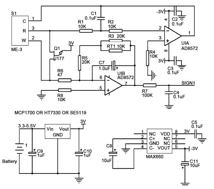 Industrial co sensor basic circuit