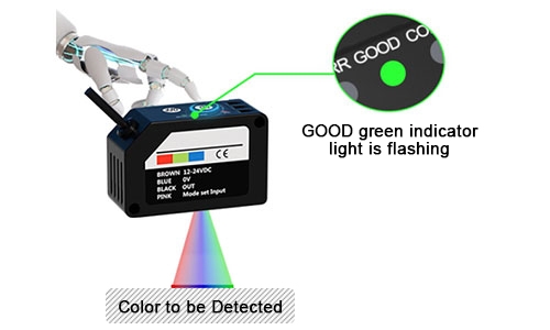 Industrial color sensor operation step one