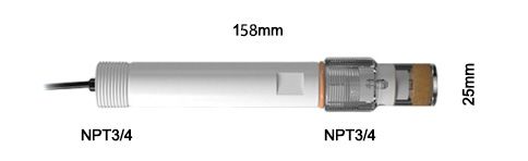 Industrial pH electrode dimension