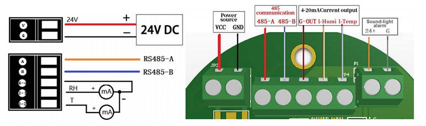 Industrial temperature and humidity sensor wiring