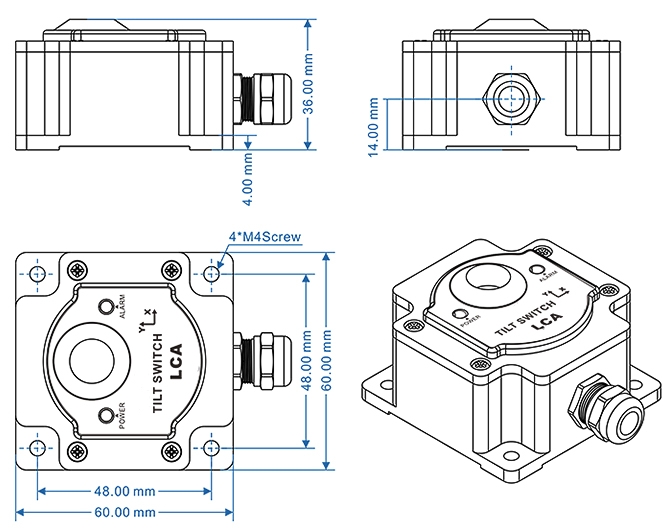 Industrial tilt switch dimension