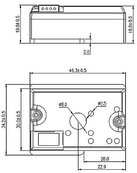 Infrared particulate matter sensor size