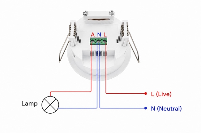 Infrared presence sensor wiring diagram for 100-260V AC lighting control