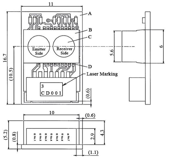 Infrared ranging sensor module dimension