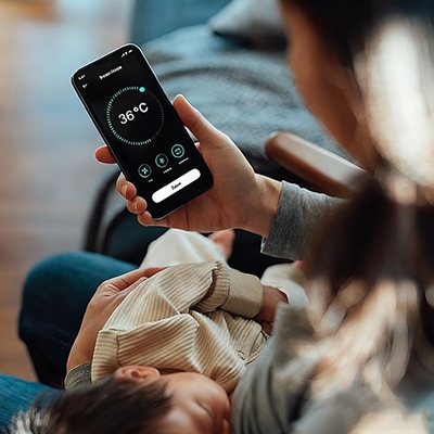 Infrared temperature sensor for human body at home