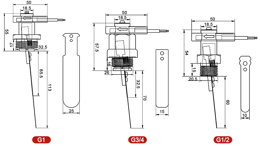 Insertion flow switch dimension