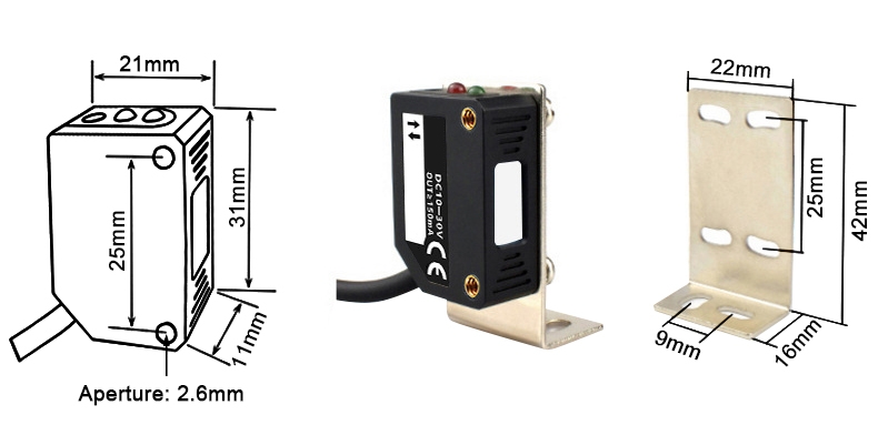 IR diffuse reflective photoelectric sensor dimension
