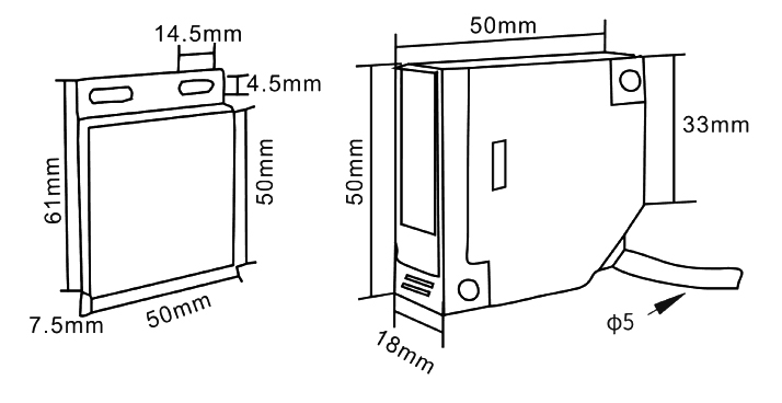 IR retro reflective photo sensor dimension