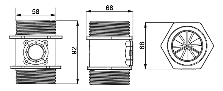 Irrigation water flow sensor dimension