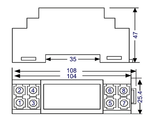 Dimensional drawing of signal isolator