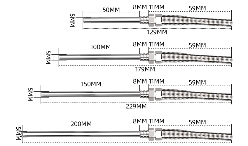 K type thermocouple probe dimension