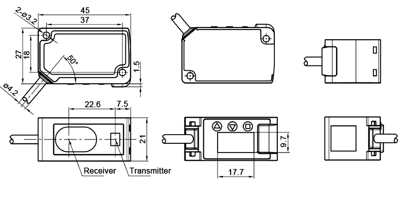 50m/100m/400m laser displacement sensor dimension