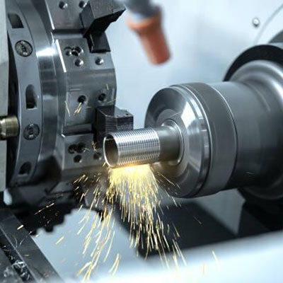 Lathe cutting metal
